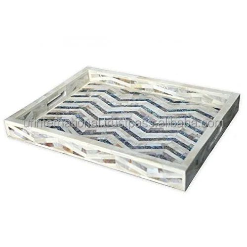  Лучшее качество белый цвет с перламутровой инкрустацией Современный Античный сервировочный поднос ручной работы Лидер продаж лоток для продукта лучшего качества