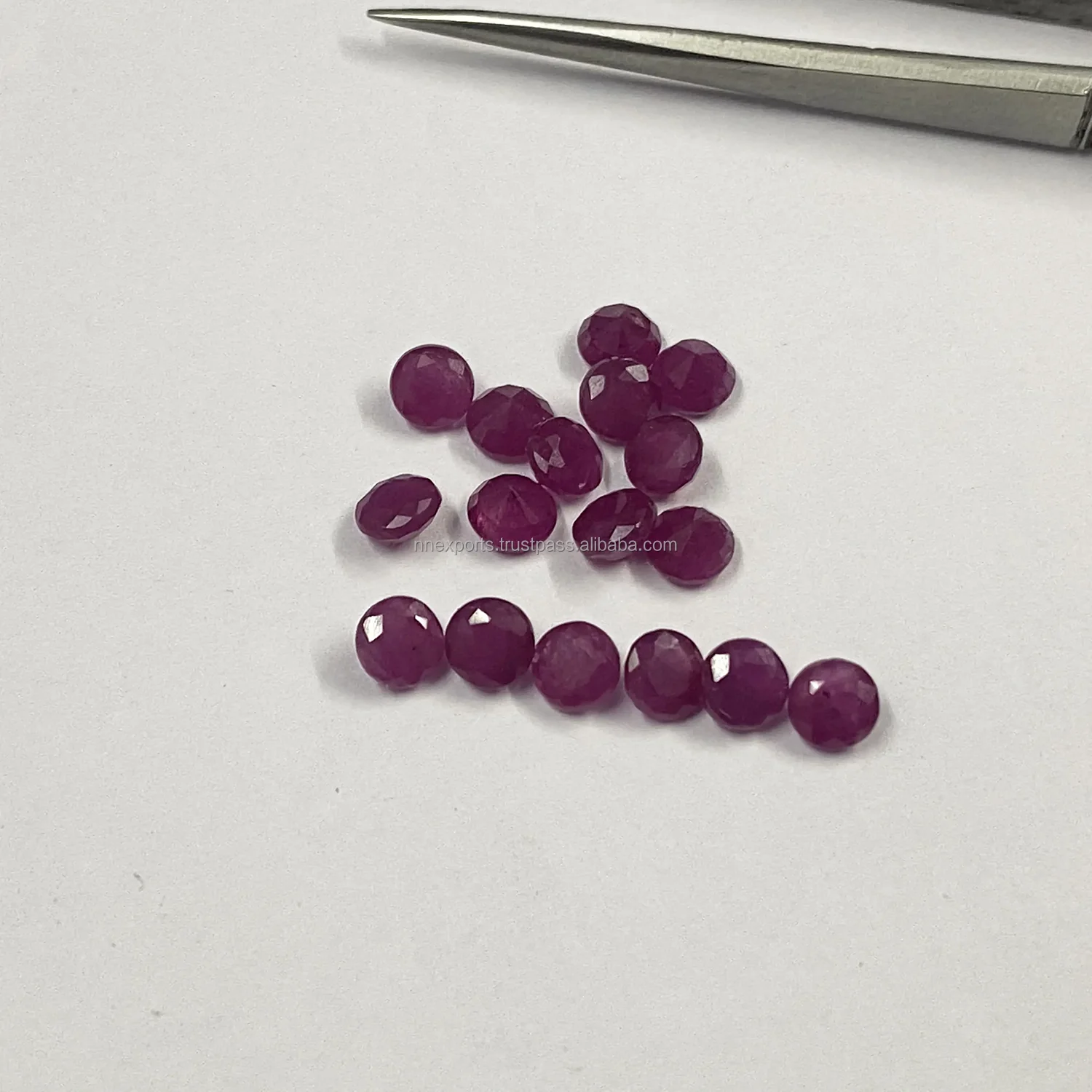 Wholesale Market Price Natural 7mm Ruby Semi Precious Stone Faceted Round Certified Loose Gemstone for Jewelry Making From India