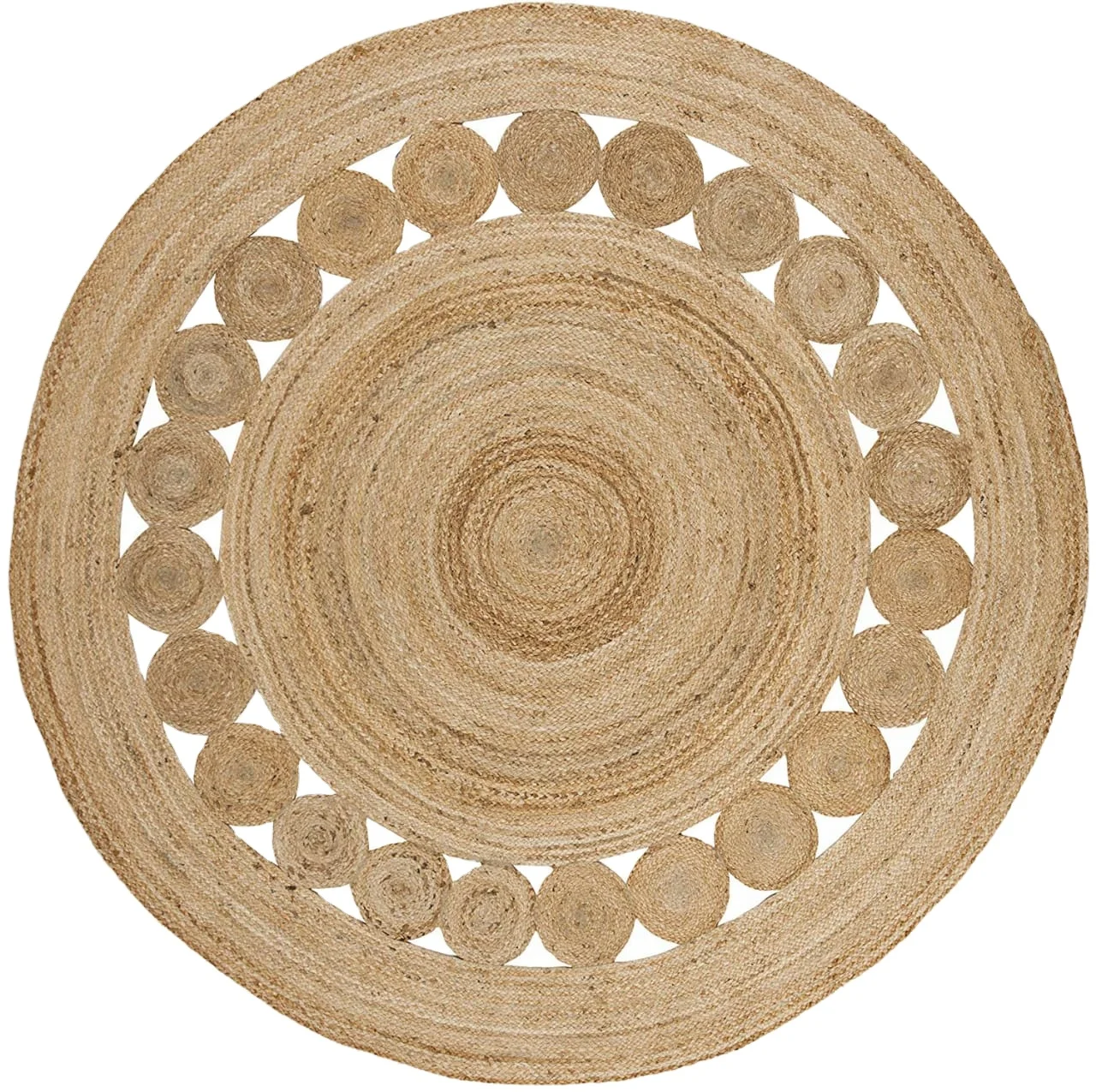 Indian Braided Handmade Jute Rag Rugs For Indoor Mat Beige Color Carpets