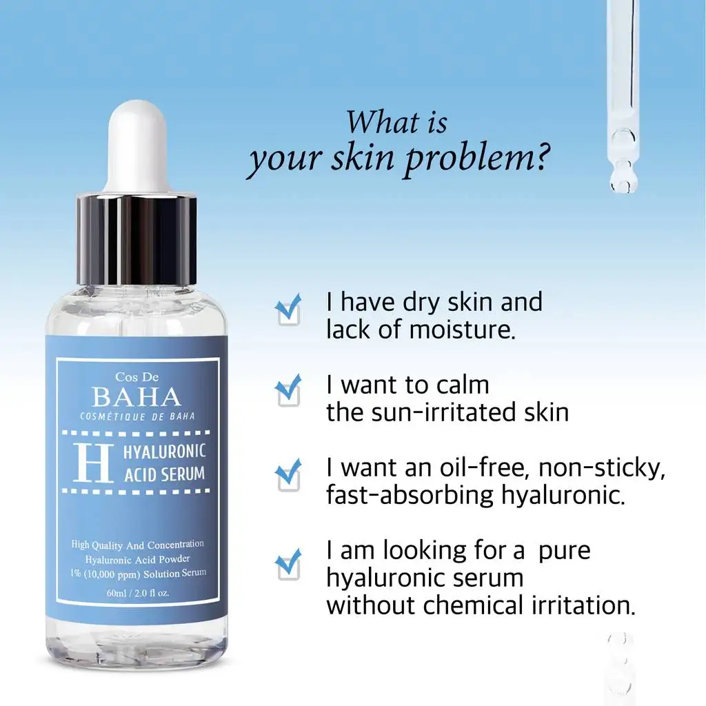 Cos De BAHA Pure Hyaluronic Acid Serum 30ml (H) Intense Hydration  Korea skincare for wholesale only