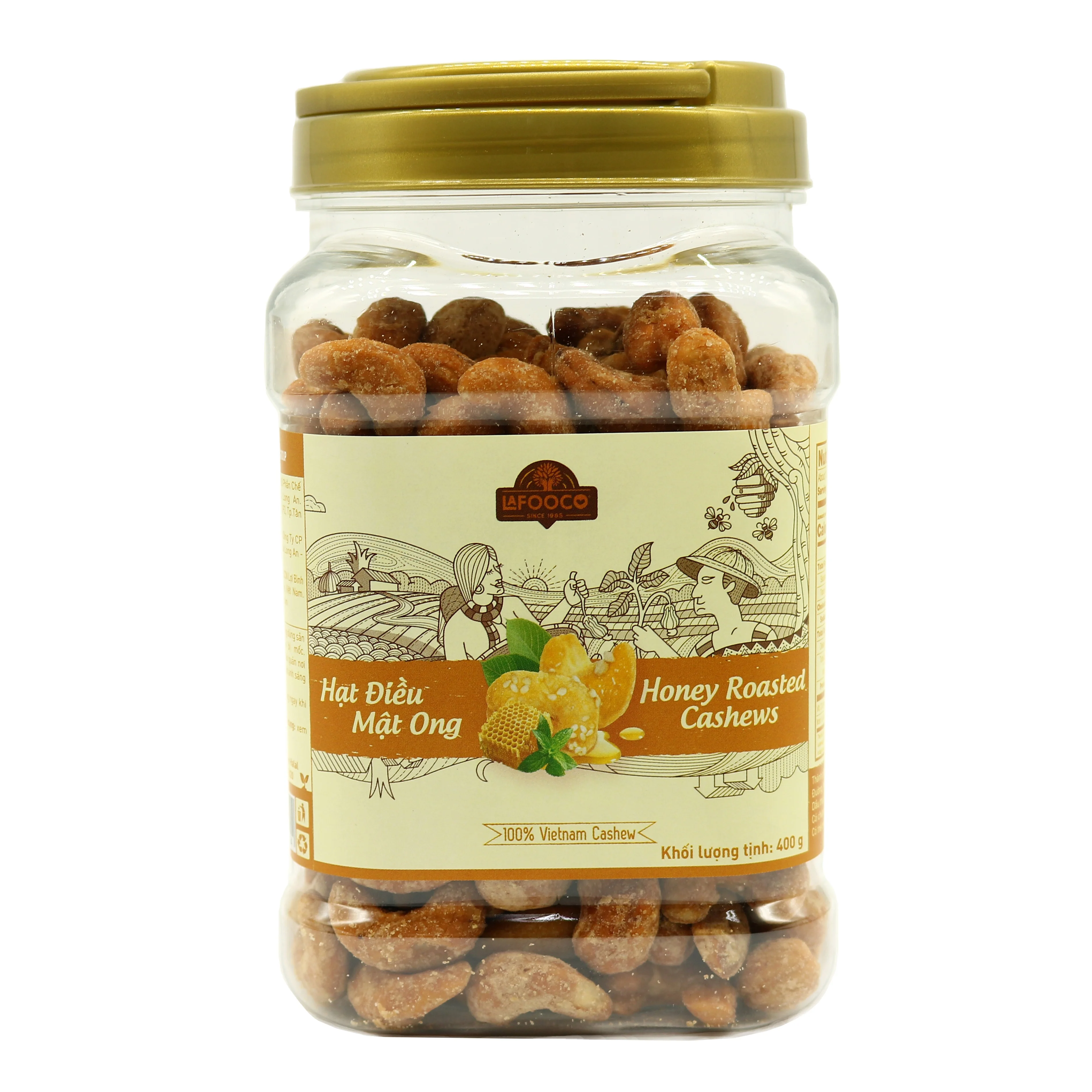 Honey Roasted Vietnam Cashew nuts LAFOOCO 450g Plastic Jars
