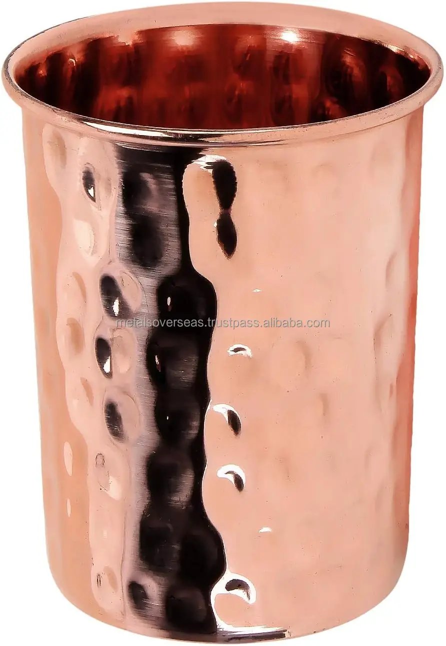 Customizable Pure Copper Hammered Moscow Mule Tumbler American-Style Glass Mugs with Handgrip Glossy Surface for Gift
