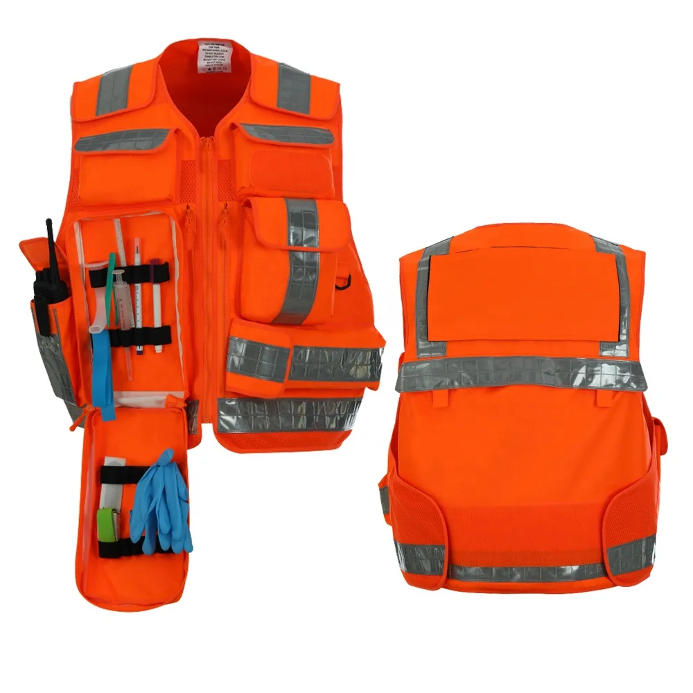 Hot Sales Working Safety Vest High Visibility Reflective Tape Front Zip Construction Safety Vest