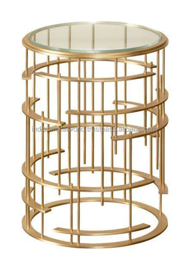 INDIAN METAL WORLD AMOEBA SHAPED BED SIDE TABLE ( WITH GOLD FINISH)