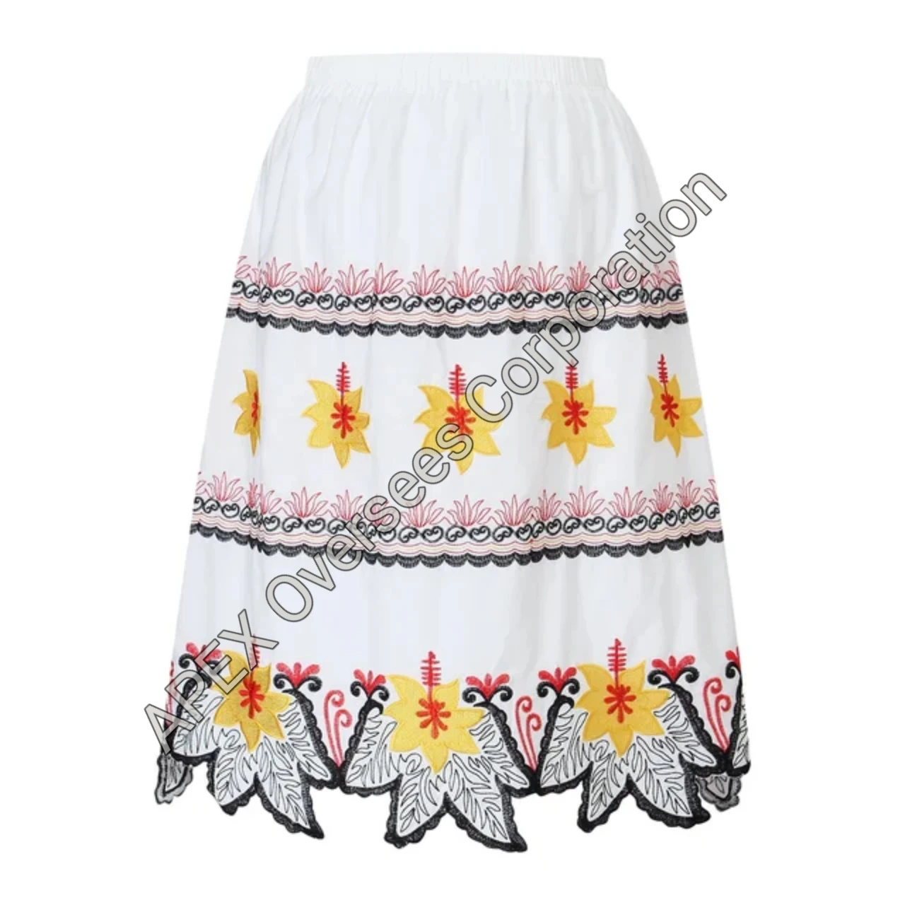 OEM Customizing Floral Embroidery Multi Color Hawaii Island Women Skirt Direct Factory Manufacturer Skirts Multi Color Skirts