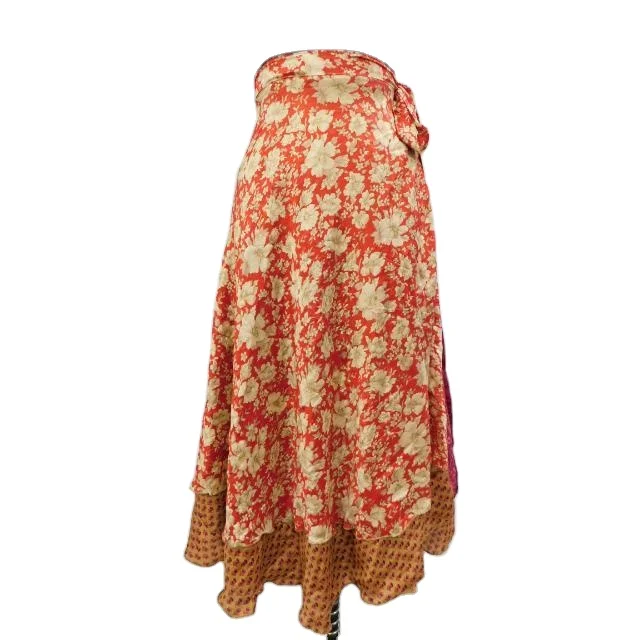 Vintage silk saree Magic Wrap Skirts Handmade Silk Reversible Wholesale Dress For Women
