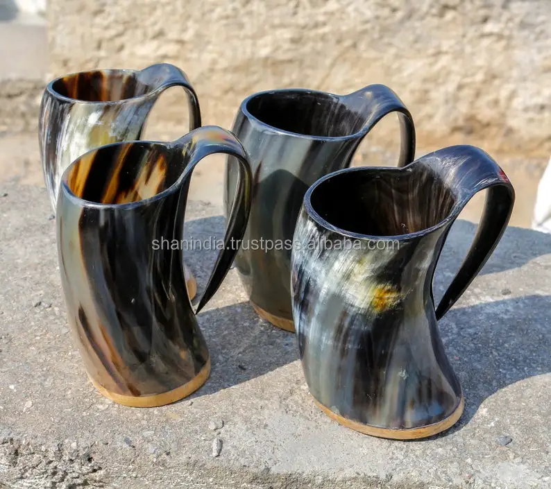High quality hand finished natural Viking Drinking Horn mugs