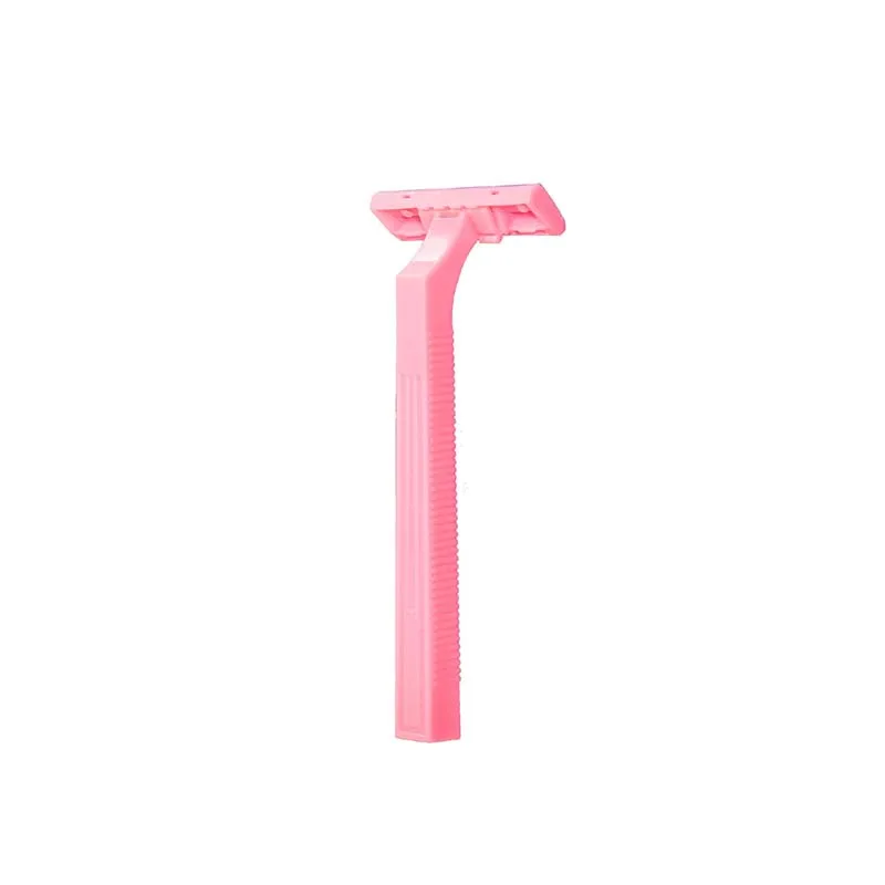 Double-Blade Pink Disposable Safety Razor with Plastic Bamboo Handle Manual Triple Blade for Barber Body Made in Viet Nam