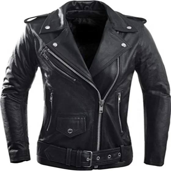 2021 Ladies Leather Motorcycle Jacket For Women Classic Vintage Biker Jackets