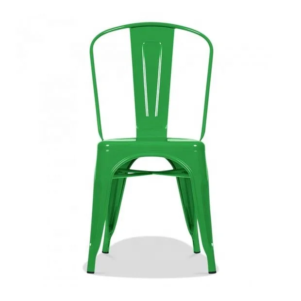 Vintage Industrial Bistro Cafe Stackable Metal Chair French Style Hotel Dining Chair Restaurant Metal Iron Chair in Green Finish