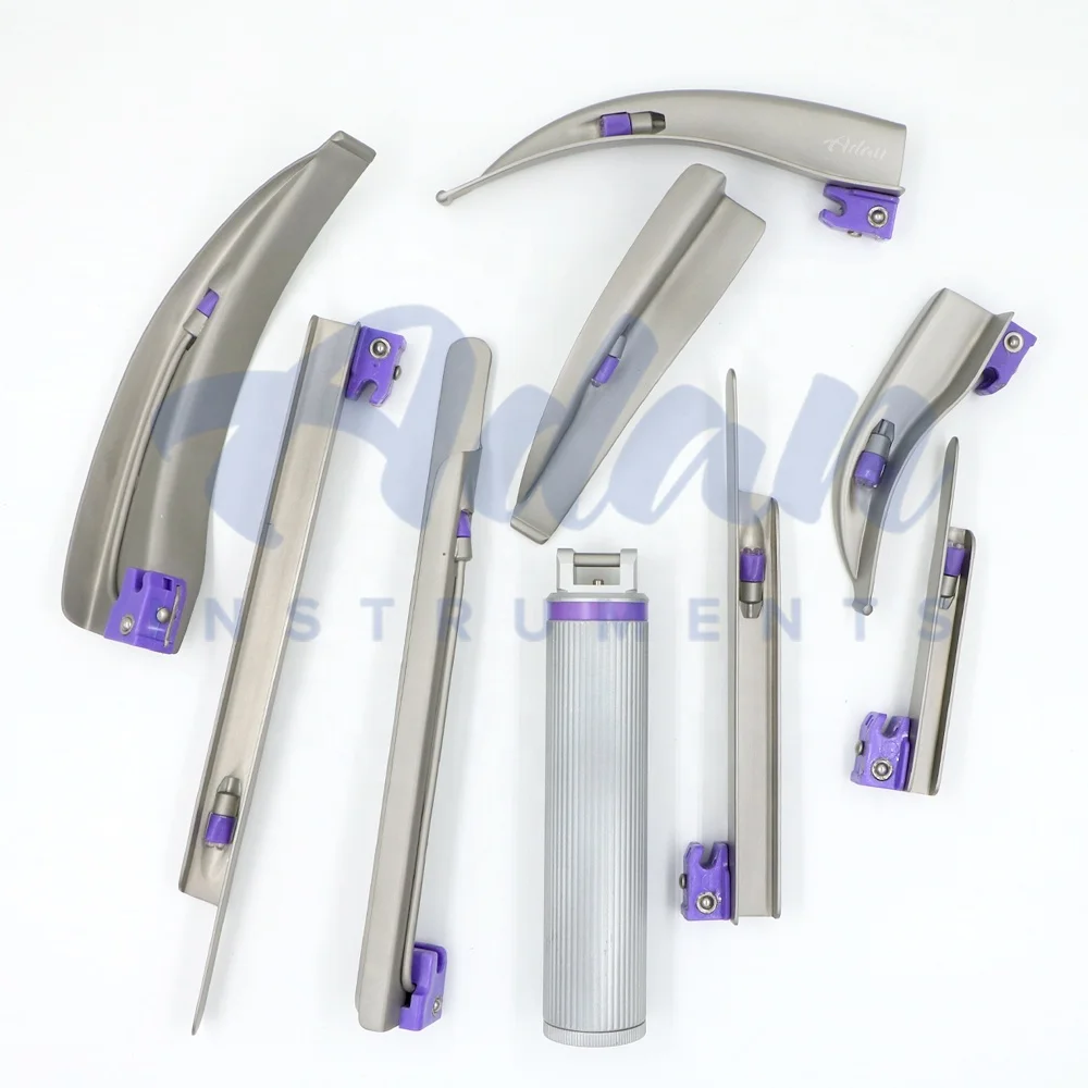 UV Max Double LED Single Use Laryngoscope Set of Macintosh Miller Laryngoscope with Handle by ADAN INSTRUMENTS