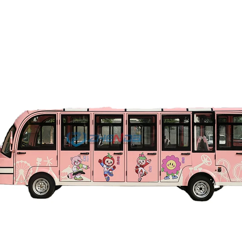 Pink Fully Enclosed Large Space Sightseeing Bus Electric Kids/Adults Amusement Park Car Tourist School City Bus for Sale