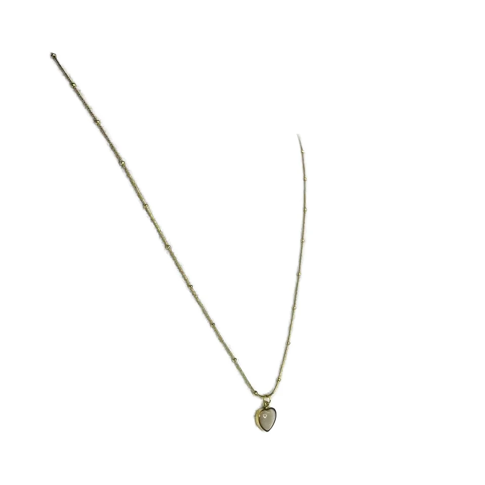 Romantic  Fashion Necklace White Pearl Heart Shape Elegant Europe Style Necklace, Stainless Steel Jewelry Necklace For Women