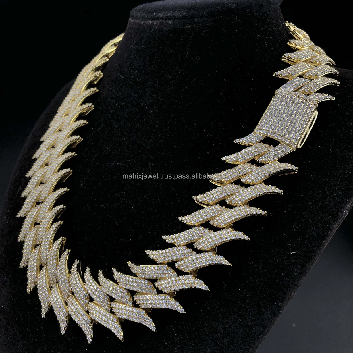 Newest Hip Hop Jewelry Miami Spiked Thick Moissanite Cuban Link Chain 925 Silver Gold Plated 20mm Heavy Pointed Necklace Choker