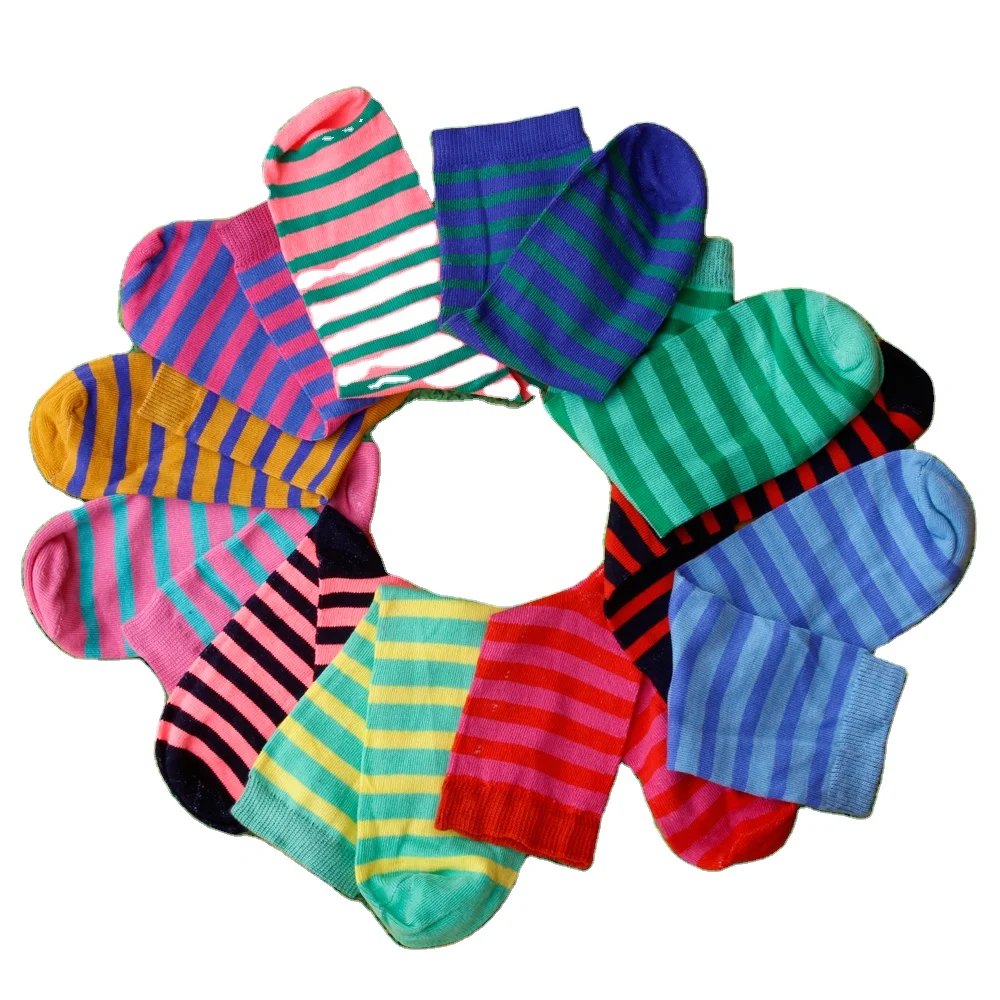 Socks for Men Women Kids Multiple Color Striped Design Soft Comfortable Cheap Price Bangladesh Produced Wholesale Ready to Ship