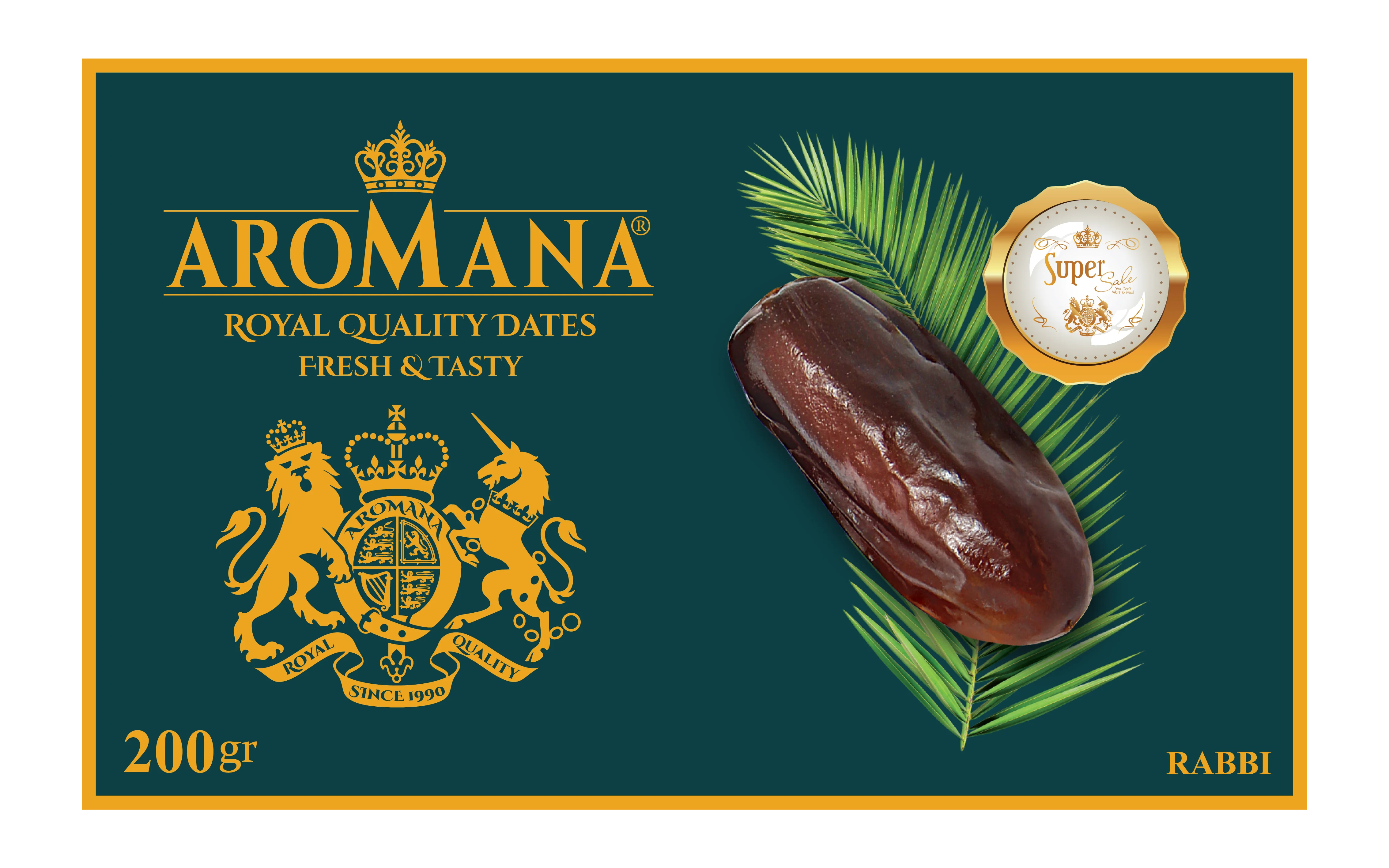Rabbi Dates by Aromana 200 grams Healthy Super Fruit Premium Packaging High Quality Best Selling Export Grade