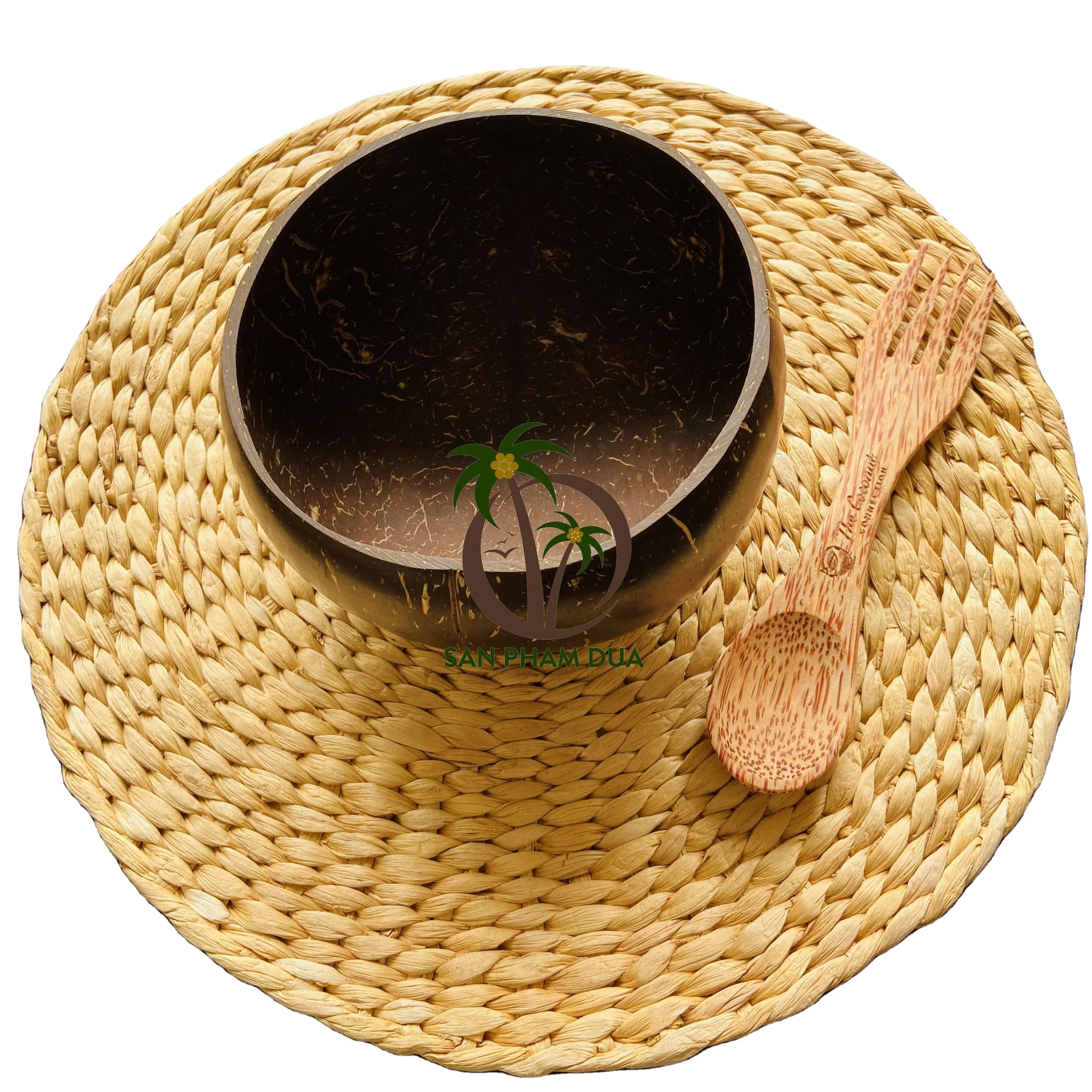 Natural coconut shell bowl/coconut shell hold candle logo engraved coconut bowls vietnam/coconut buddha bowl coconut wood bowl