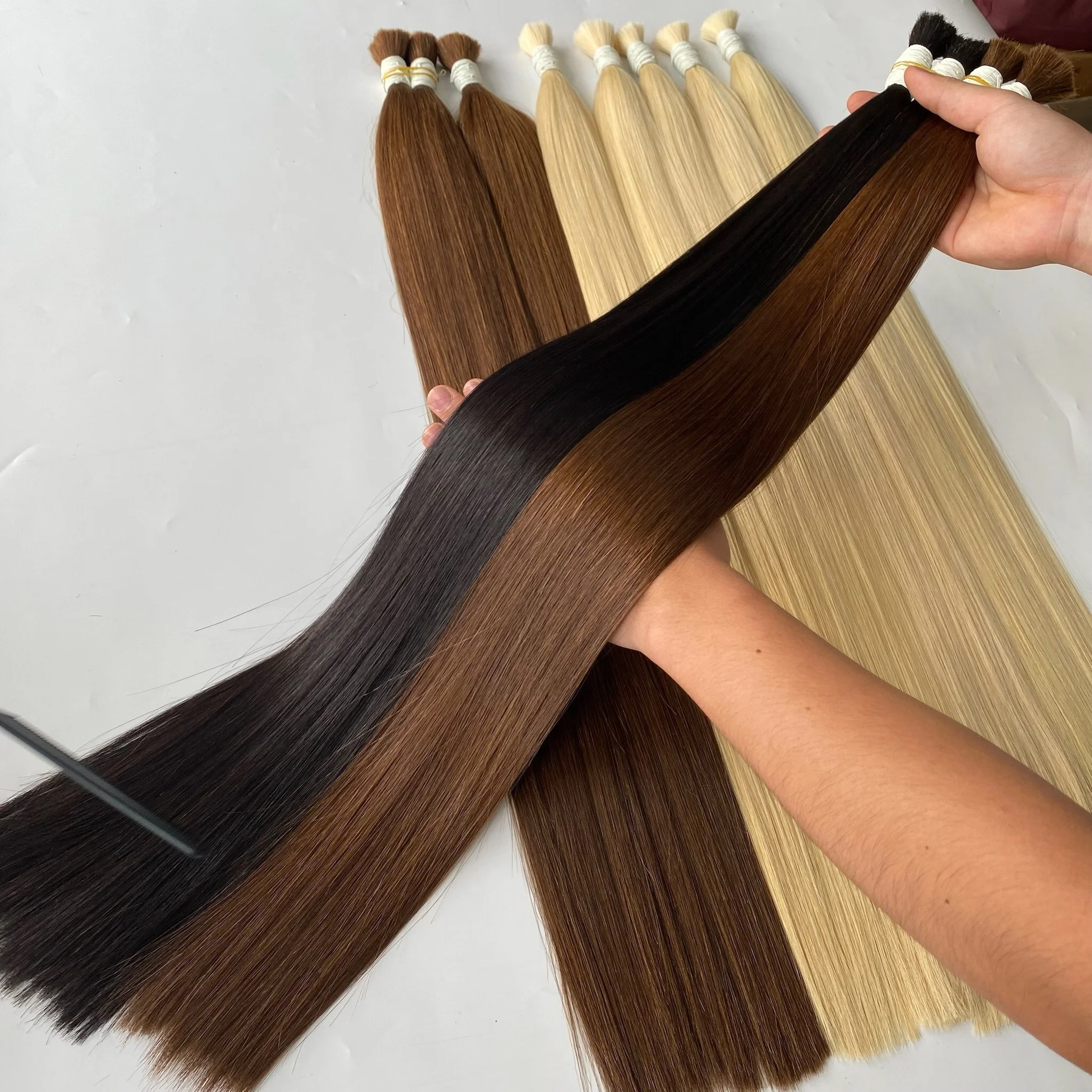 Silk Straight Bulk The Length 8 To 40 Inches Remy Hair Bundles Raw Virgin Human Hair Extensions Wholesale Price