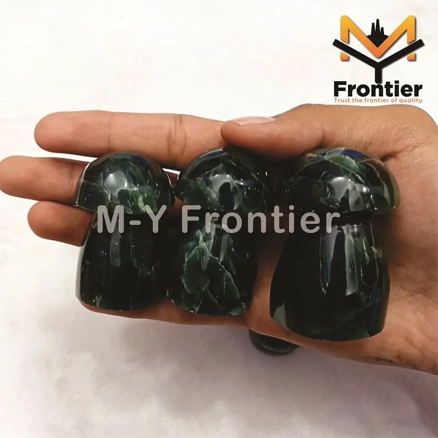 High Quality Natural Jade Handmade Mushroom Showpiece Polished OEM Gemstone Healing Crystal Craft from Pakistan.