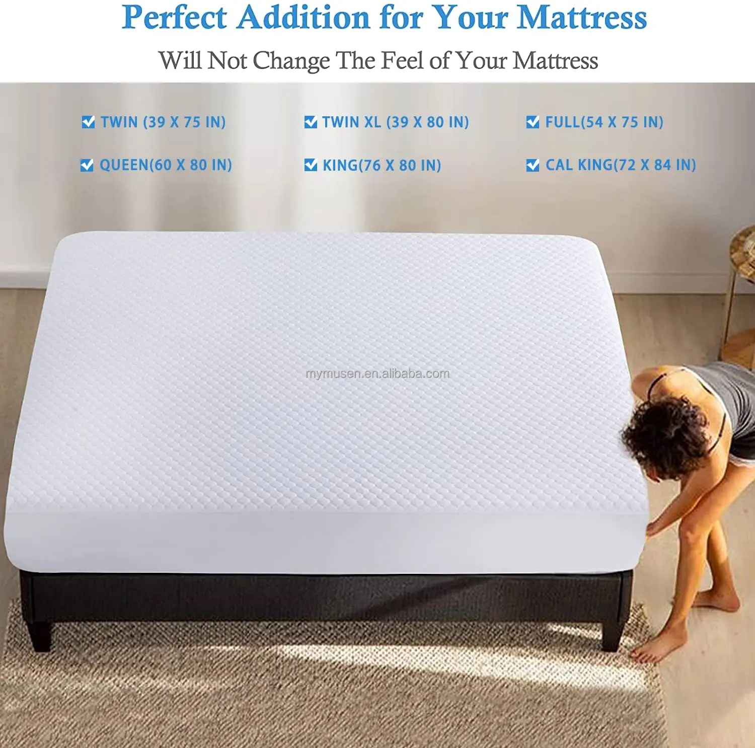 Premium Cooling Waterproof Queen Size Mattress Protector Mattress Pad Cover Fitted Sheet Breathable