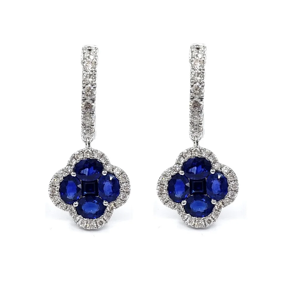 Серьги King O Jewelry Co. Limited кольца из белого золота 14 к с настоящим бриллиантом синим сапфиром для подарка