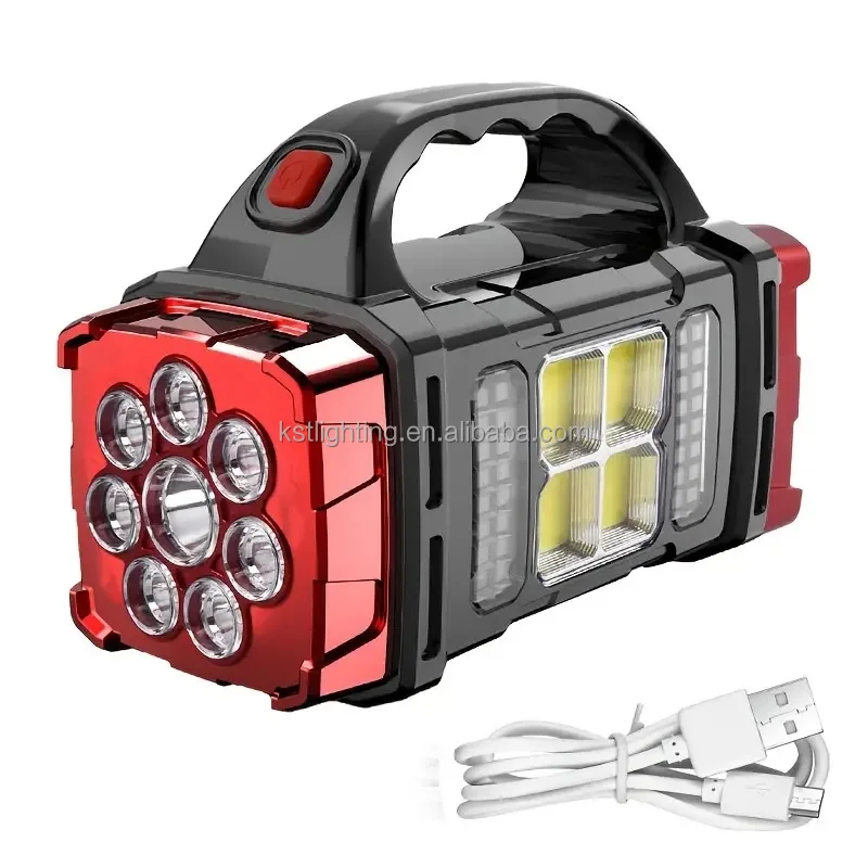 New idea 2024 large red wholesale rechargeable battery emergency solar outdoor camp lamp light led flashlight torch