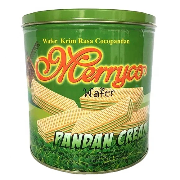 Hot Sell Biscuit Wafer Cream Tinned Bucket Pandan,Chocolate,Double Flavour ( 6pcs x 350gr ) Merryco - OEM