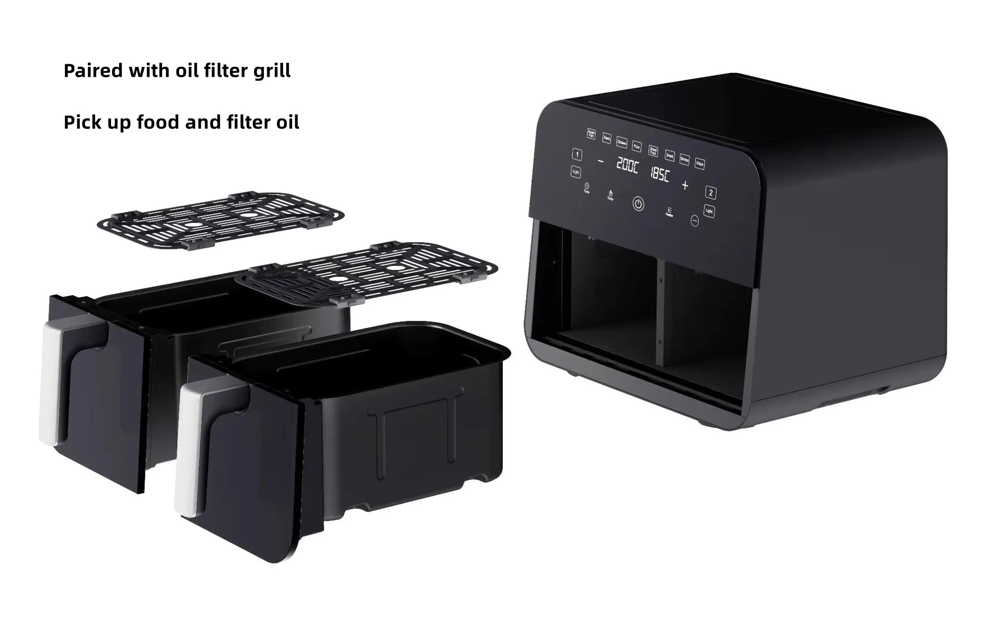 Double Airfryers Multi Function Electric Smart Dual Basket 6L 8L 9L   Digital Oven Air Fryer