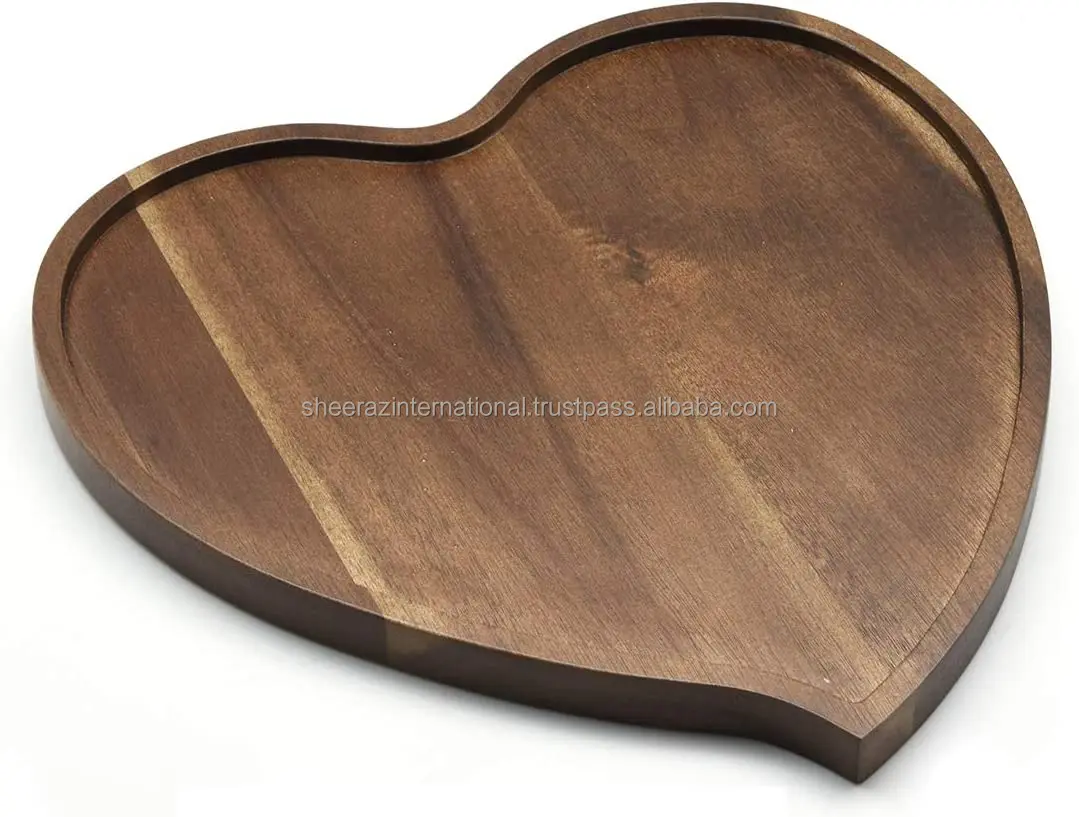 Customized Modern Western Design Heart-Shaped Serving Tray Wood Kitchen Accessory for Home Hotel Restaurant Party Dishes Serving