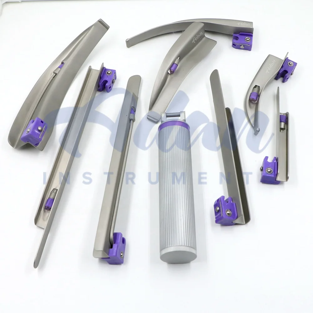 UV Max Double LED Single Use Laryngoscope Set of Macintosh Miller Laryngoscope with Handle by ADAN INSTRUMENTS