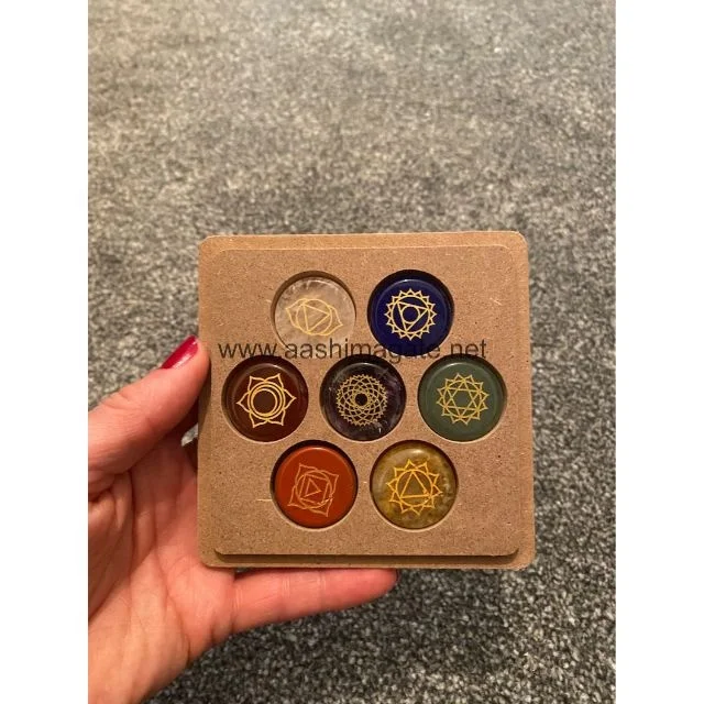 Chakra Healing Set | 7 Engraved Chakra Crystals | Gift Box