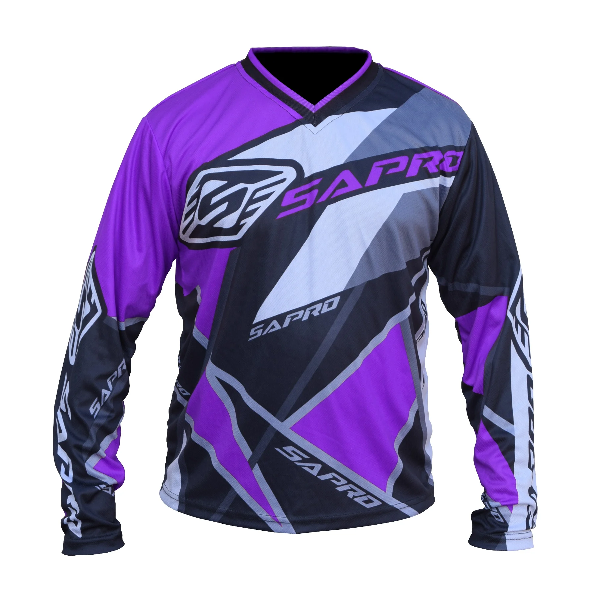 PURPLE POLYGONAL High Quality Motocross Jersey Made of 100% Polyester ODM & OEM Micro Mesh Fabric with Never Fading Color Design