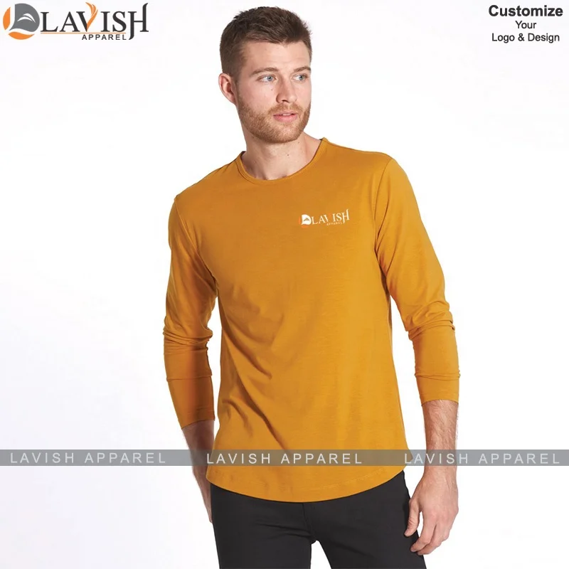 Casual Men T-shirt  Summer Fashion Long Sleeve O-neck Streetwear Top Tees solid custom color men T Shirts customized logo