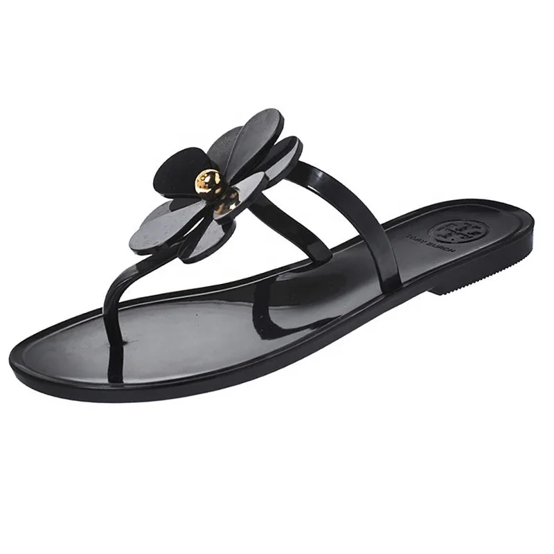 
2021 Ladies Flower Jelly Thong Sandal Outdoor PVC Summer luxury sandals women shoes slipper Mini Miller Flip Flop 