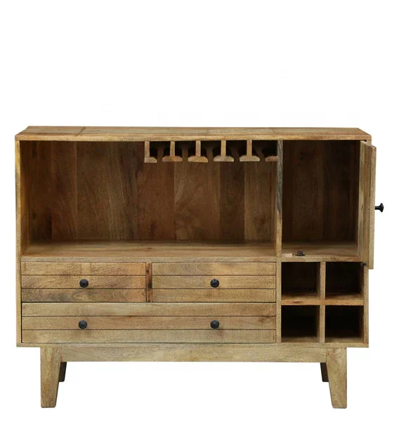 Industrial Vintage Bar Cabinet Storage Indian Mango Wood High End Bar Cabinet Jodhpur Wine Bottle Storage Racks Bar Cabinet