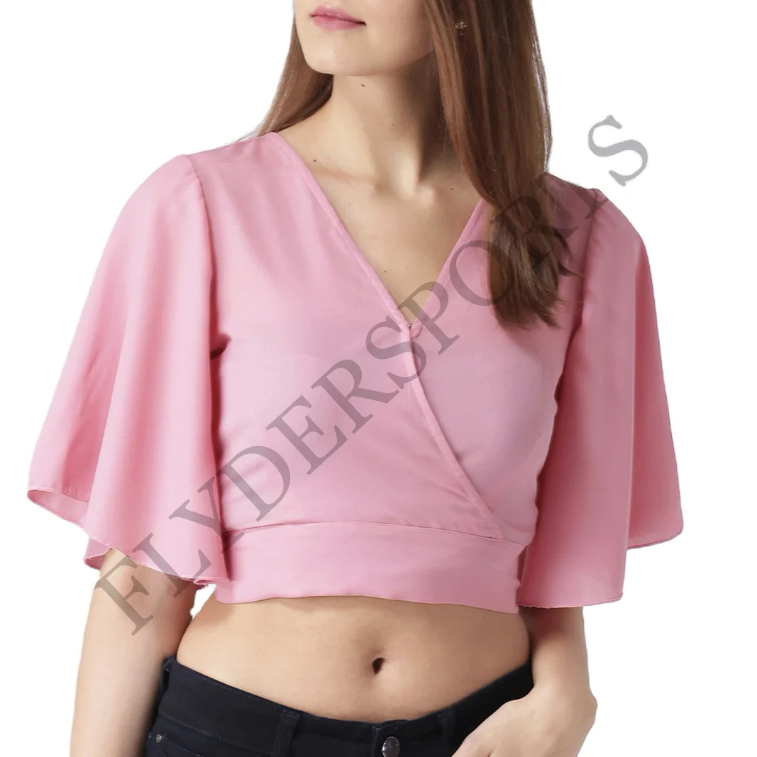 Women long sleeve crop top Girls 100% cotton graphic crop tees cropped t shirt for ladies short length tops for teens