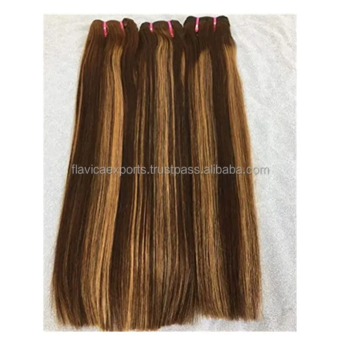 Two-Tone #8 Blonde Piano Mixed Ombre Color Hair Extensions Virgen Human Hair Frontal Highlight Paquetes De Tejido De Cabello