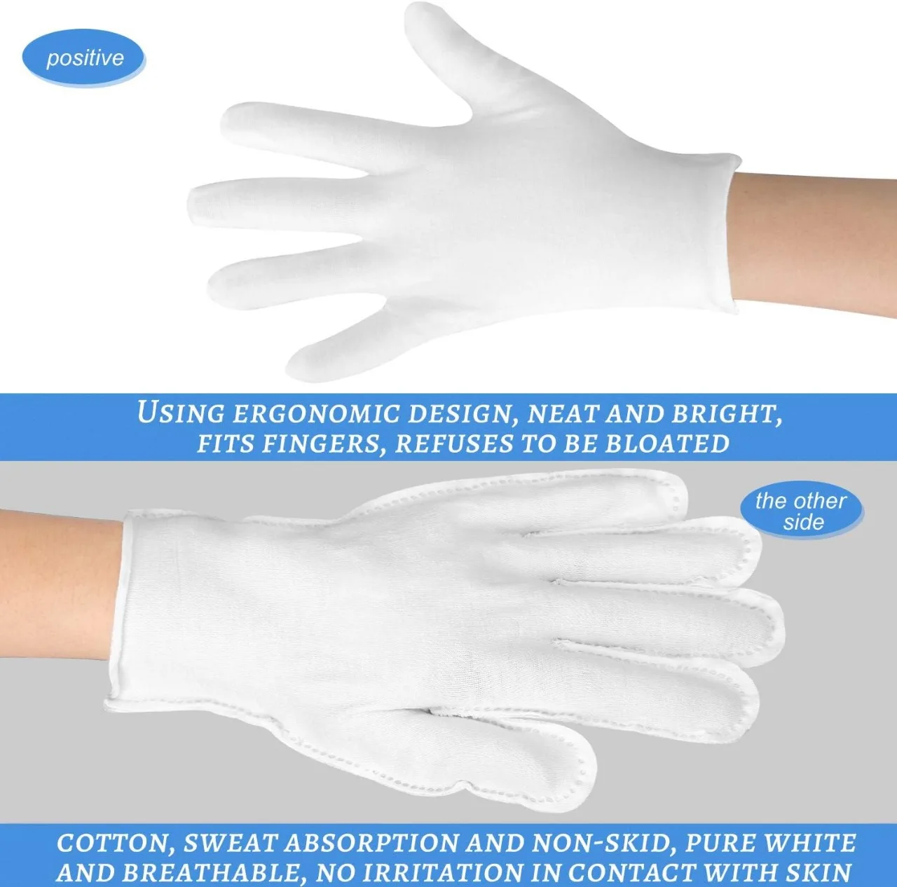 High Quality 100% Cotton Terry Gloves Knitted White Hand Gloves for Daily and Outdoor Use