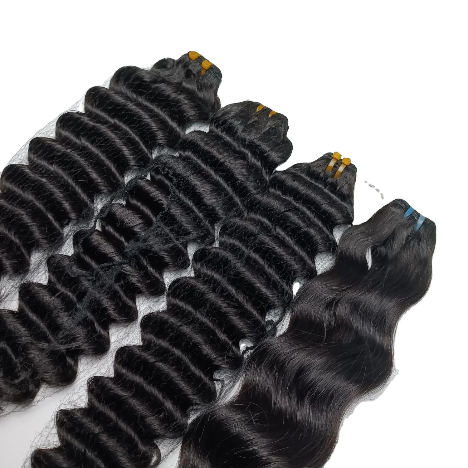 Factory Custom Cheap Price Manufacturer Deep Wave Weft Hair Extensions 100% Human Raw Hair Full Color Hair