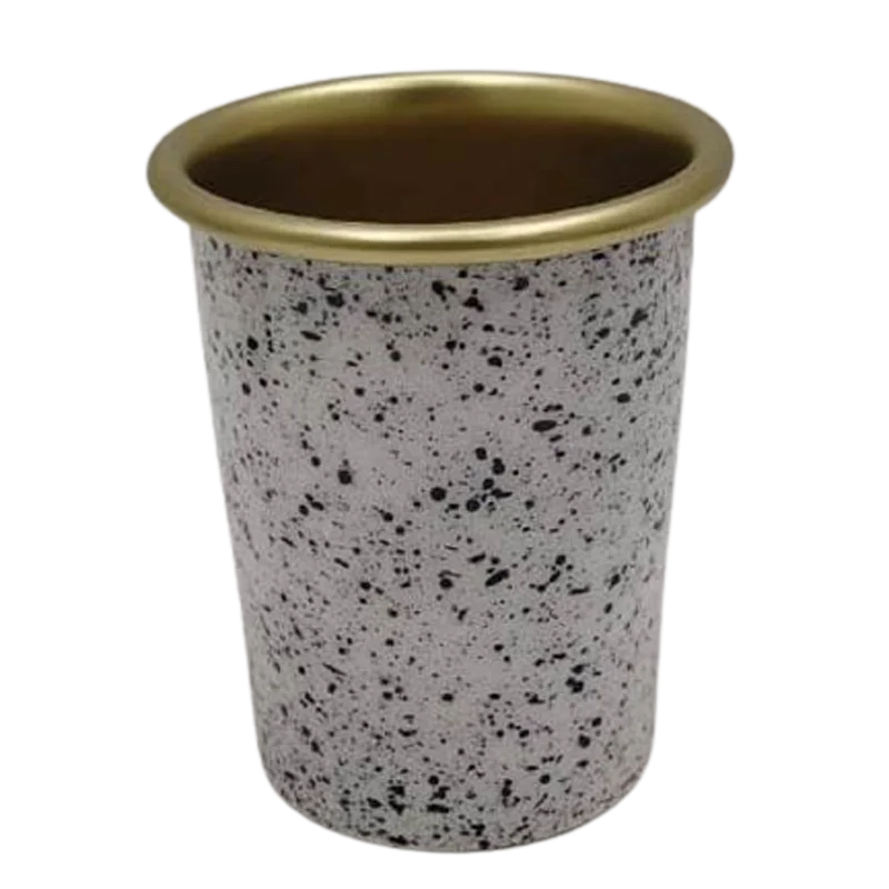 Aluminum Round Desktop Planter Terrazzo White Enamil And Copper Color American Design Indoor Planter For Garden Also Handmade
