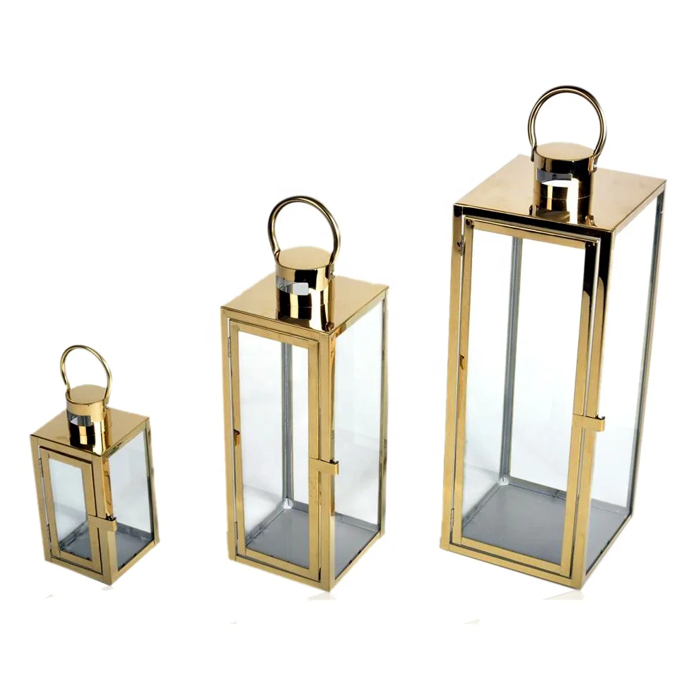 Metal Wire Lantern Gold Top Handmade Hammered Candle Holders