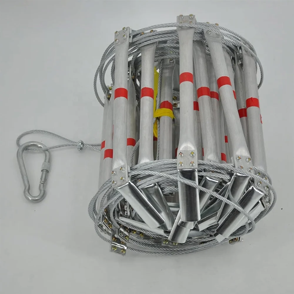 kkmark 10m 15m 20m 25m Folding Altitude Work Safety Aluminum alloy Fireproof steel wire rope ladder for self climbing truss