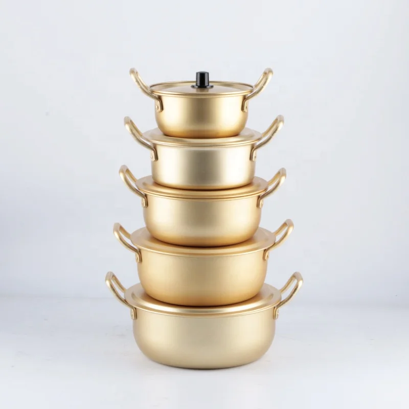 Gold Color Aluminum14/16/18/20/22cm Kitchen Noodle Soup Pot Mini Cookware Cooking Pot For Restaurant Home