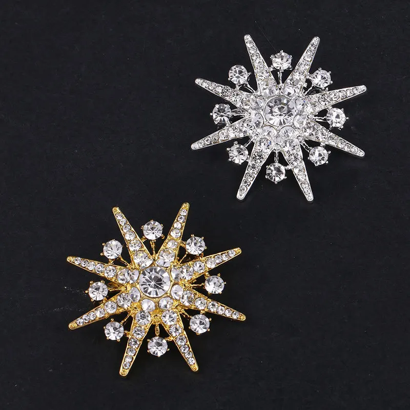 Sparkly Cubic Zirconia Star Brooch Costume Ornament Jewelry Diamond Brooch Pin Custom Art Deco Clothing Decor Accessory Clip Pin