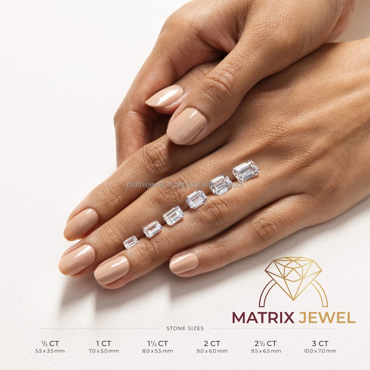 Radiant Cut Moissanite Diamond And Pear Cut Two Tones Diamond  Three Stone Half Eternity Anniversary Ring