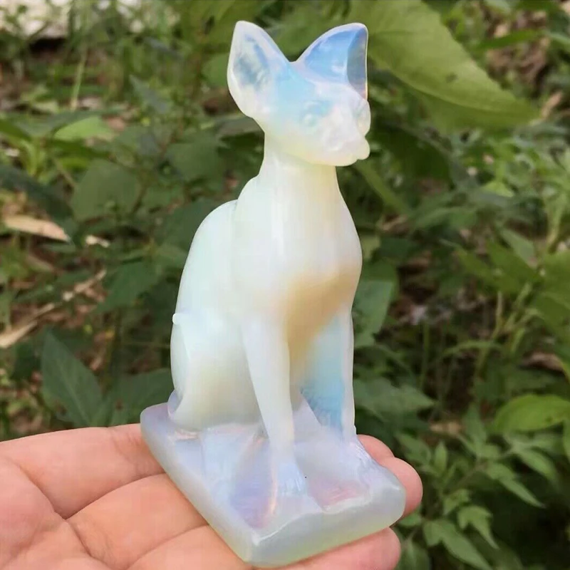 Egyptian Sphinx Hairless Cat Crystal Crafts Animal Themed Carvings Office Home Feng Shui Decoration