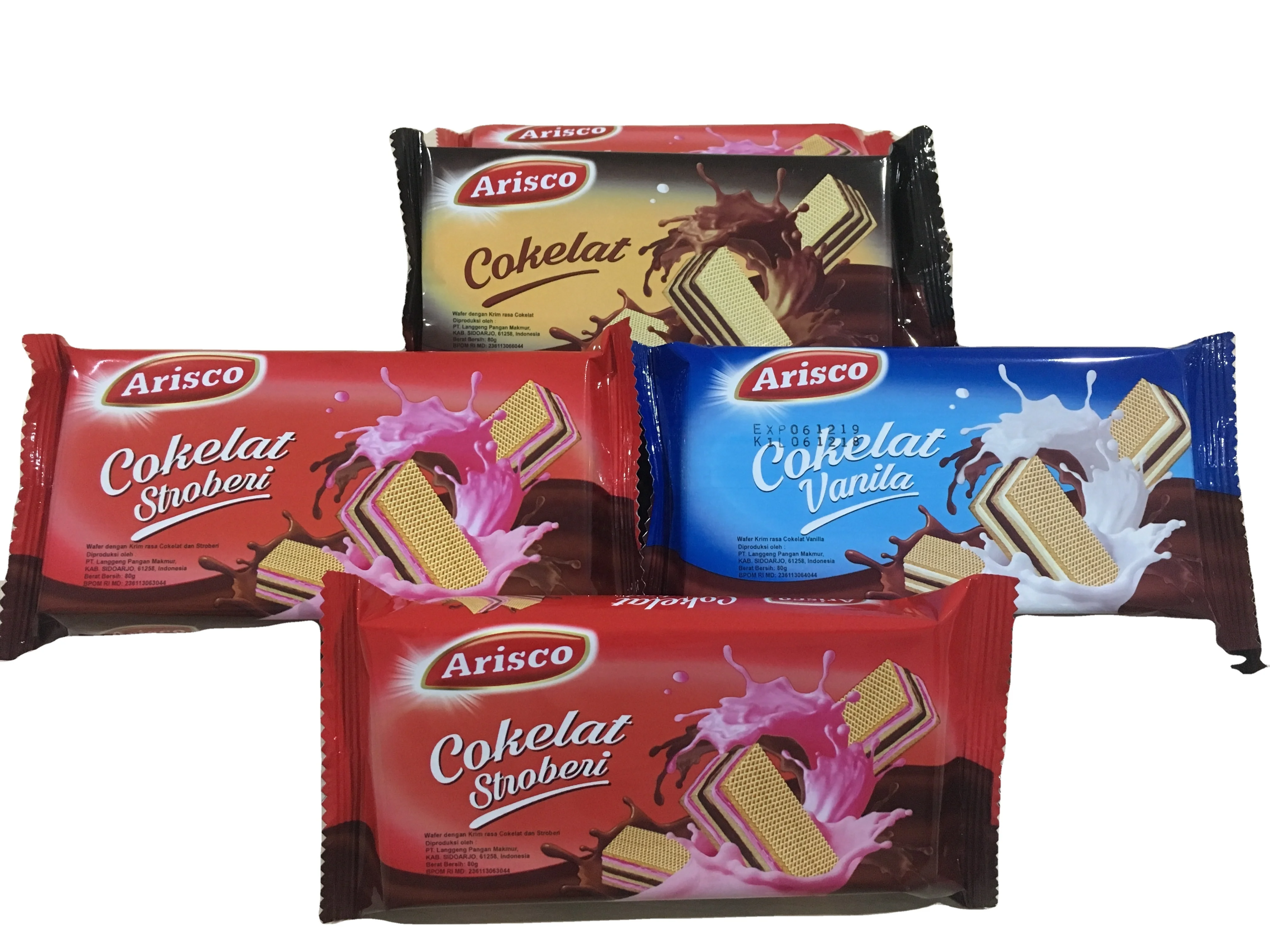 Горячая Распродажа вафель с двойным вкусом клубника-Шоколад vanila-производство шоколада (80 г x 30 шт.) Arisco - OEM