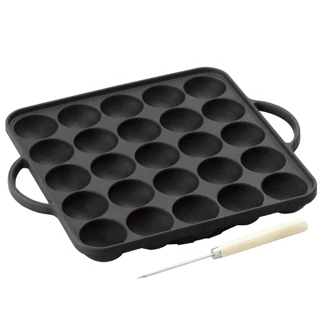 Takoyaki 25 Holes(GAS), Japanese Takoyaki Plate, Cast Iron Takoyaki Pan, Ikenaga Iron Works