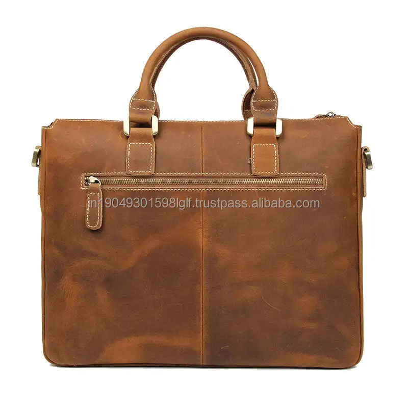 Crazy Horse Leather Messenger 14.inch Laptop Bag Custom Logo Laptop Bags For Men Wholesale Office Bag Leather Briefcase