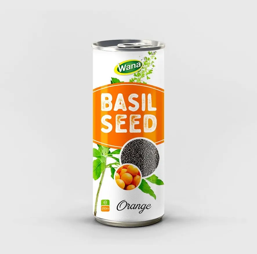 250ml Private Label Basil Seed Drink with Orange Flavor Export Brands from Vietnam Fruit & Vegetable Juice
